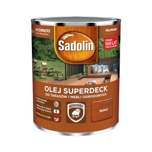 Puszka oleju do drewna Sadolin Superdeck mahoń do tarasów i mebli ogrodowych.