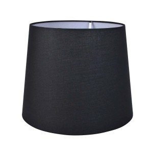 Czarny abażur do lamp, tekstylny, stożkowy kształt.