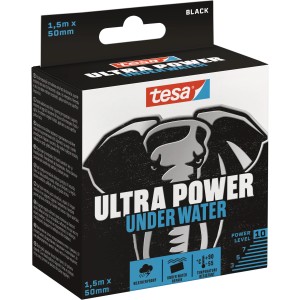 Opakowanie taśmy naprawczej Tesa Ultra Power Under Water, 1,5 m x 50 mm, czarna.