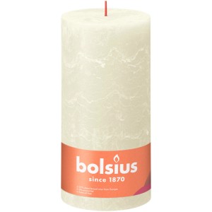 Świeca rustykalna Bolsius Shine, 200/100 mm, miękki perłowy kolor. Tworzy przytulną atmosferę, długi czas palenia.