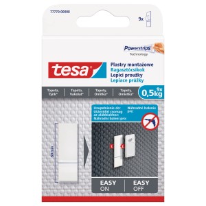 Tesa Powerstrips haczyki samoprzylepne, 9 sztuk, do tapet i tynków do 0,5 kg.