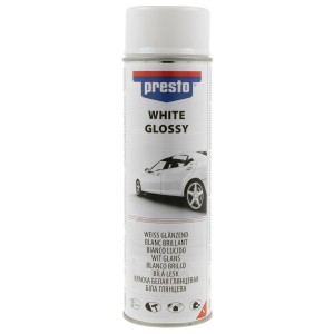 Presto Biały lakier w sprayu, 500 ml, do napraw lakierniczych i karoserii.
