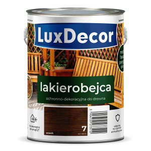 LuxDecor lakierobejca do drewna, odcień orzech. Ochrona i dekoracja drewna wewnątrz i na zewnątrz.