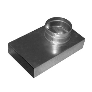 Prostokątny kanał wentylacyjny z okrągłym króćcem przyłączeniowym.