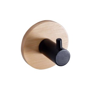 t.b.t. Akcesoria łazienkowe: Wieszak ścienny z drewna i metalu, czarny.