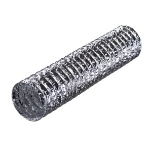 Elastyczny, srebrny kanał wentylacyjny z kategorii kanały i złączki.