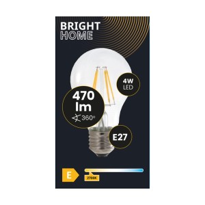 Żarówka LED E27, 4W, 470 lumenów, ciepłe białe światło do nastrojowego oświetlenia.