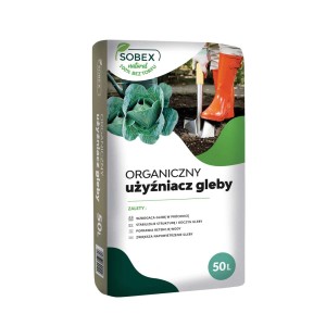 Worek ziemi uniwersalnej z kapustą, łopatą i kaloszami. 50L.