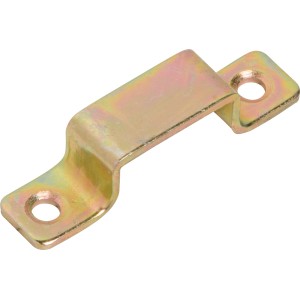 Żółty ocynkowany zaczep rygla, 30x14 mm, do zawiasów i okuć.