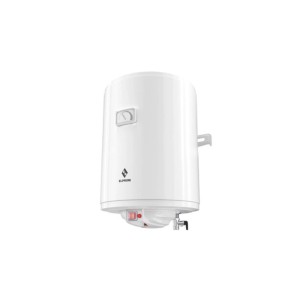 Biały, cylindryczny bojler t.b.t. ze wskaźnikiem temperatury.