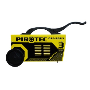 Żółto-czarna spawarka t.b.t. z uchwytem i kółkami.