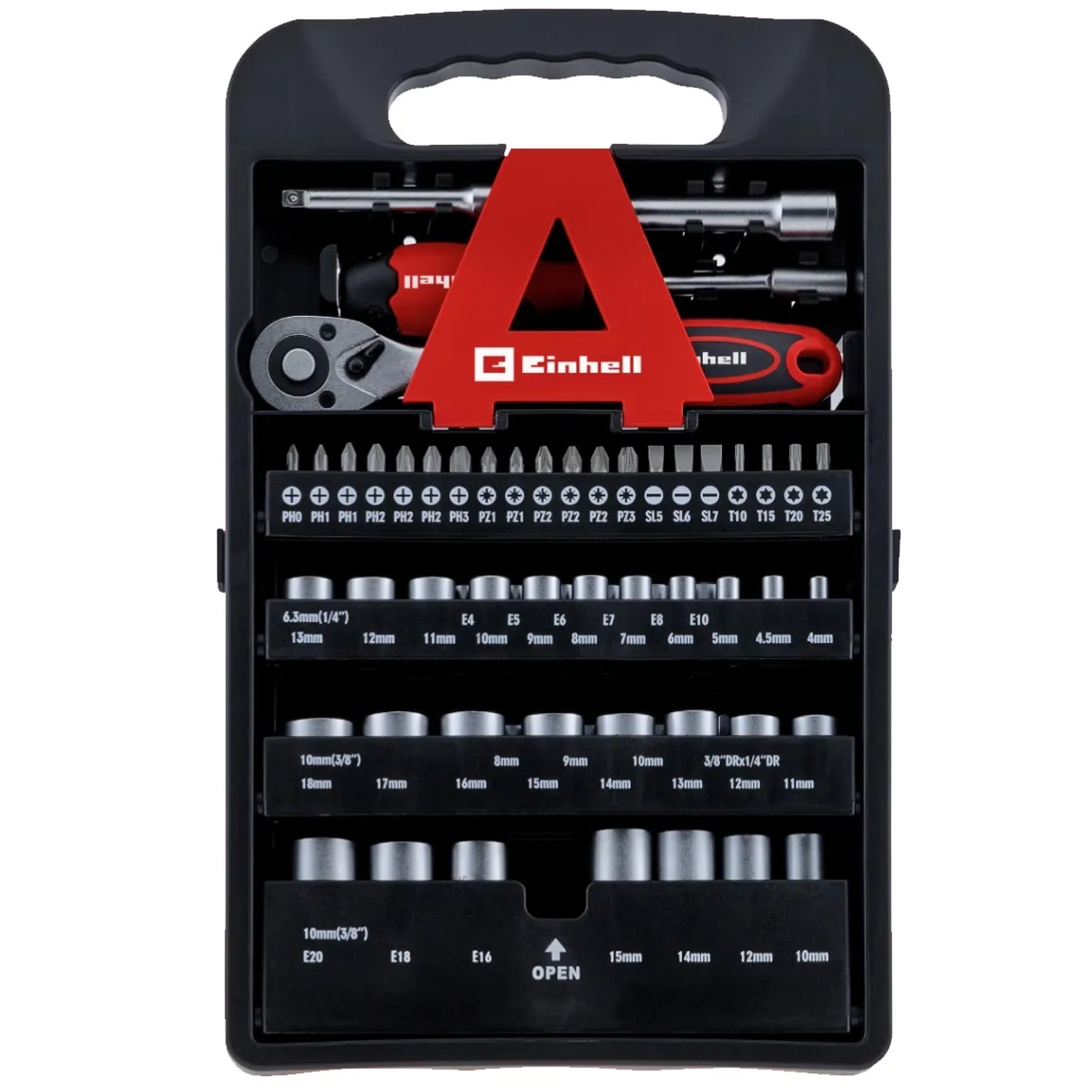 Einhell Zestaw nasadek i bitów 1/2", 3/8" - 61 cz.