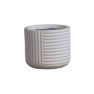 Doniczka t.b.t. z żebrowaną powierzchnią, biała.