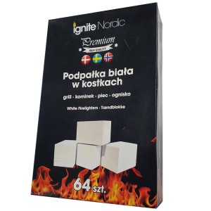 Opakowanie rozpałki do grilla, białe kostki do grilla, kominka, pieca, ogniska, 64 sztuki.