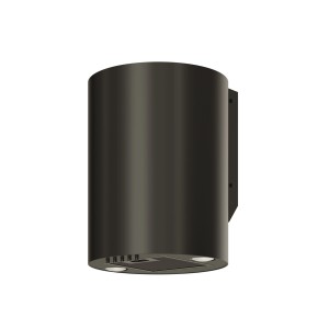 Okap ścienny t.b.t. o cylindrycznym kształcie, czarny.