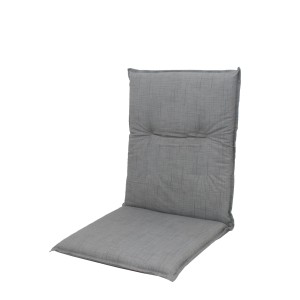 Szara poduszka na krzesło ogrodowe dla wysokiego komfortu siedzenia.