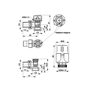 Armatura Kraków Zestaw termostatyczny kątowy