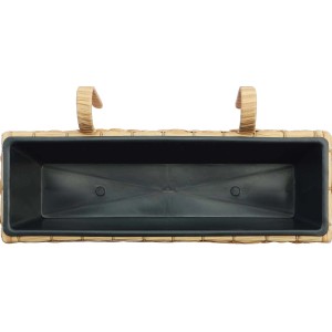 t.b.t. skrzynka na kwiaty z rattanu z czarnym wkładem z tworzywa sztucznego i haczykami.