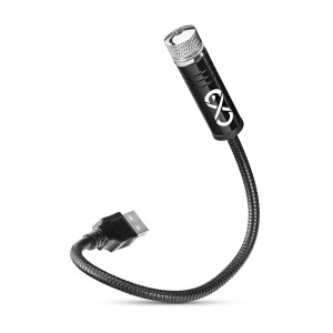 Czarne akcesorium do telefonu komórkowego t.b.t. z USB i elastyczną szyjką.