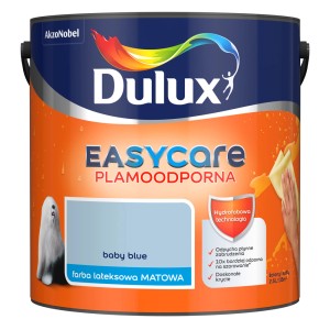 Wiadro z farbą Dulux EasyCare Baby Blue, matowa farba lateksowa do ścian, plamoodporna.