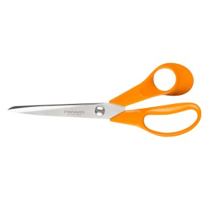 Nożyczki uniwersalne Fiskars Classic S90, 21 cm, z pomarańczowymi uchwytami.