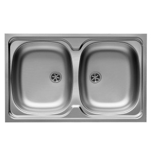 Zlewozmywak t.b.t. ze stali nierdzewnej, dwukomorowy.