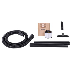 Akcesoria do odkurzacza do pracy na sucho i mokro: wąż, filtr, dysze i rury.
