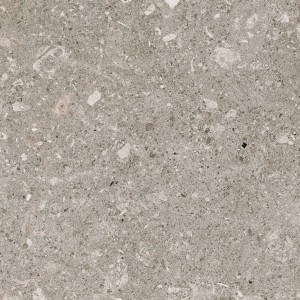 Szara płytka podłogowa z nakrapianą teksturą do użytku wewnątrz i na zewnątrz.