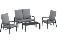 Komplet mebli kawowych WALLOWA szary 4-częściowy