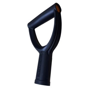 Czarny uchwyt do szpadla t.b.t. dla komfortowego ogrodnictwa.