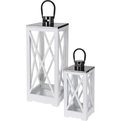 Lampion Wood biały duży - 20 x 52,5 cm