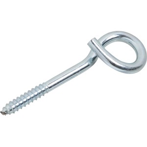 Metalowy hak sufitowy z gwintem do łatwego mocowania.