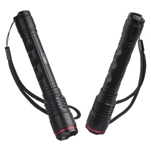 Dwie czarne latarki LED t.b.t. z paskiem na nadgarstek.