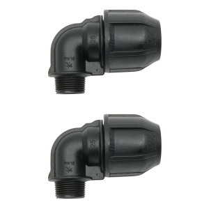 Dwa czarne kolanka t.b.t. do nawadniania podziemnego.