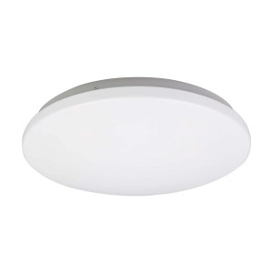 Biała, okrągła lampa sufitowa LED t.b.t. do montażu na suficie.