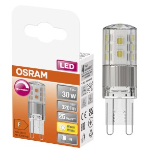 Żarówka LED G9 Osram, 30W, ciepła biel, ściemnialna. Kompaktowa konstrukcja.