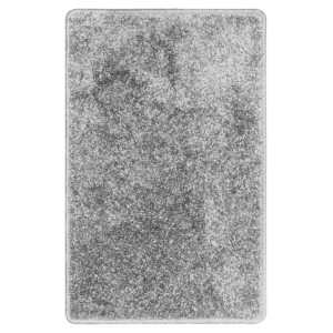 Szary dywanik łazienkowy t.b.t. o puszystej teksturze.