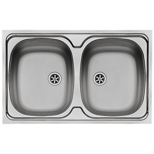 Zlewozmywak ze stali nierdzewnej, dwukomorowy.