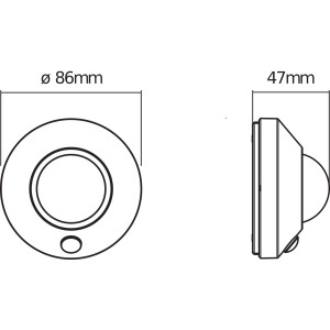 Szkic: Osram LED Nightlux Ceiling lampka nocna, wymiary: 4,7 cm x Ø 8,6 cm.