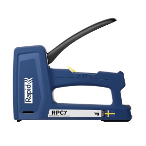 Niebieski zszywacz ręczny Rapid RPC7, zszywacz dla majsterkowiczów i profesjonalistów.