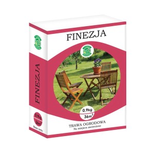 Opakowanie nasion trawy Finezja: Idealne do zacienionych ogrodów. Zdjęcie przedstawia scenę ogrodową.