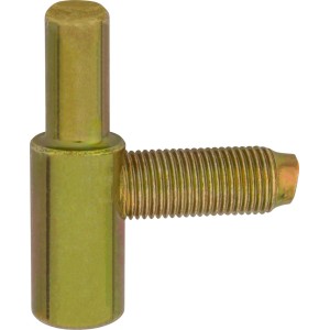 Zbliżenie złotego okucia meblowego.