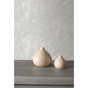 Tapeta dekoracyjna z dwoma beżowymi wazonami we wnętrzu.