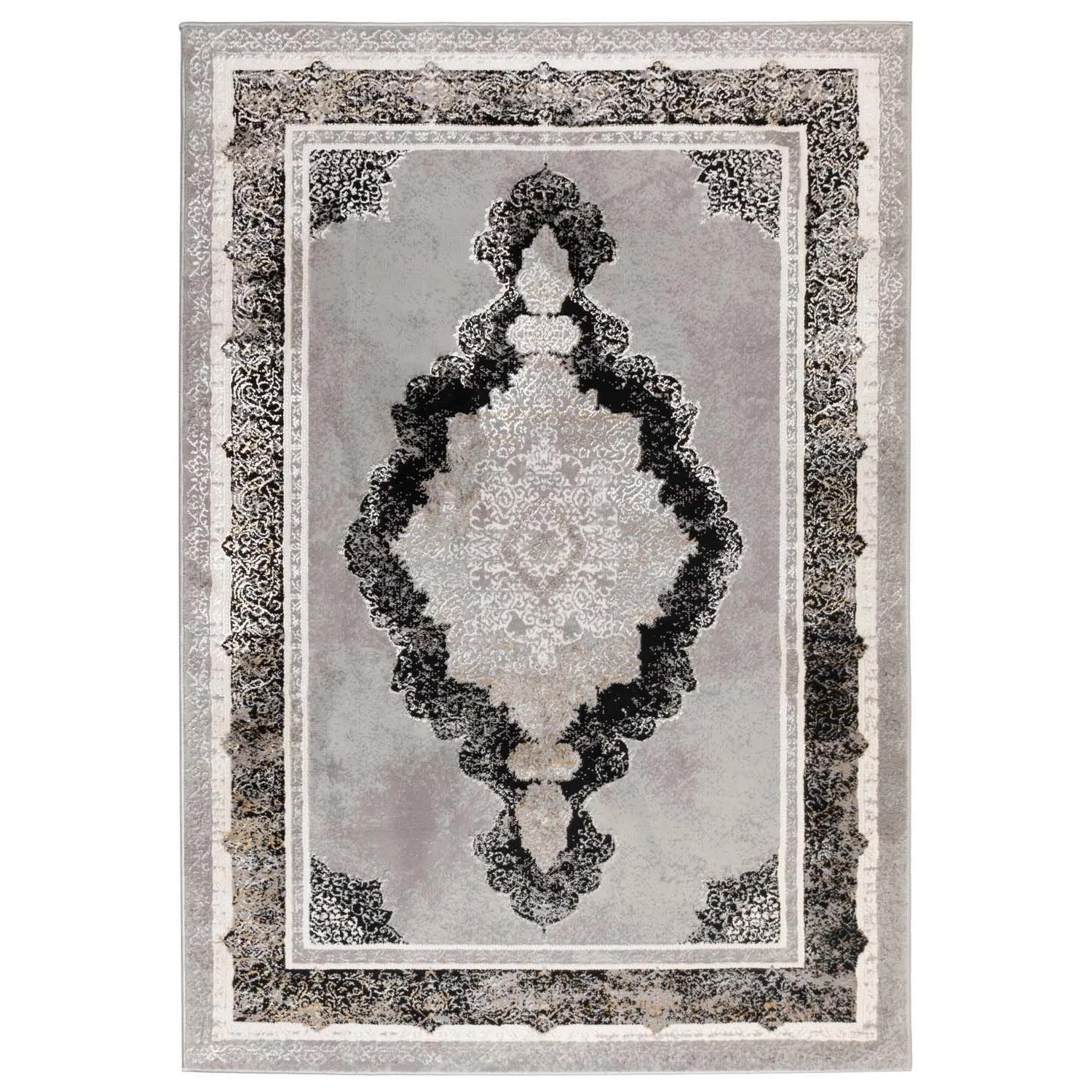 Dywan GRISS 80x150 cm klasyk palace czarno-srebrny