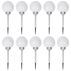 4iQ Zestaw 10 lamp solarnych LED RGB AURA srebrnych śr. 20 cm