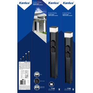 Kanlux DASTEN lampa zewnętrzna z gniazdami, idealna do ogrodu i na patio.