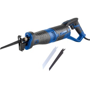 LUX Piła szablasta E-SBS-21: Wydajna piła elektryczna w kolorze niebiesko-czarnym z brzeszczotami do drewna i stali.