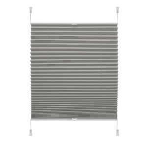 Szara roleta t.b.t. do okien, zamknięta i z uchwytami.