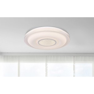 Biała lampa sufitowa LED Magnifique, Ø 50 cm, z funkcją SmartLight na suficie.