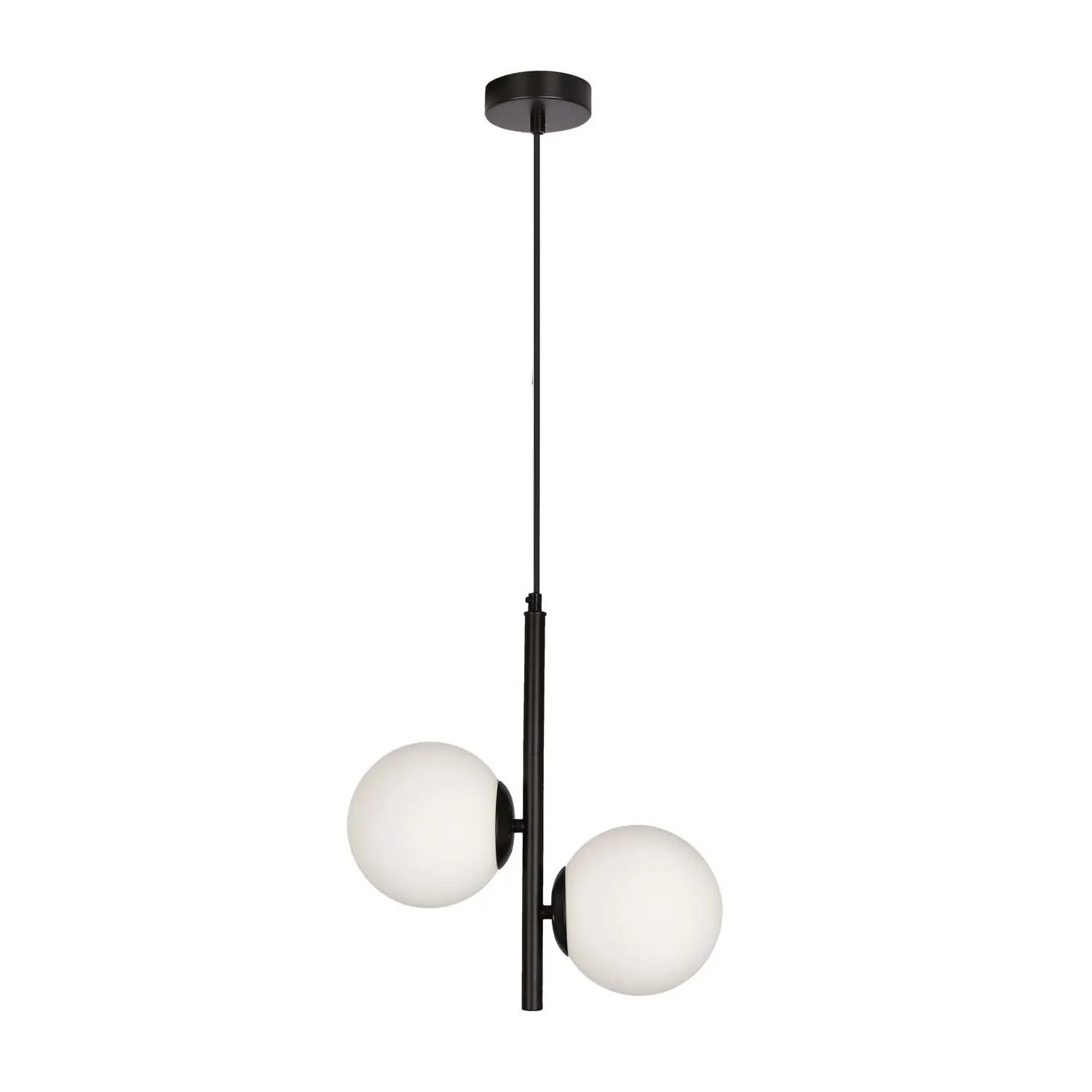 Candellux Lampa wisząca DUO czarna 2xE14 15W klosz biały